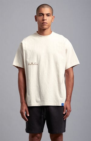 Heather Oatmeal Vintage Wash Heavyweight Oversized T-Shirt image number 2