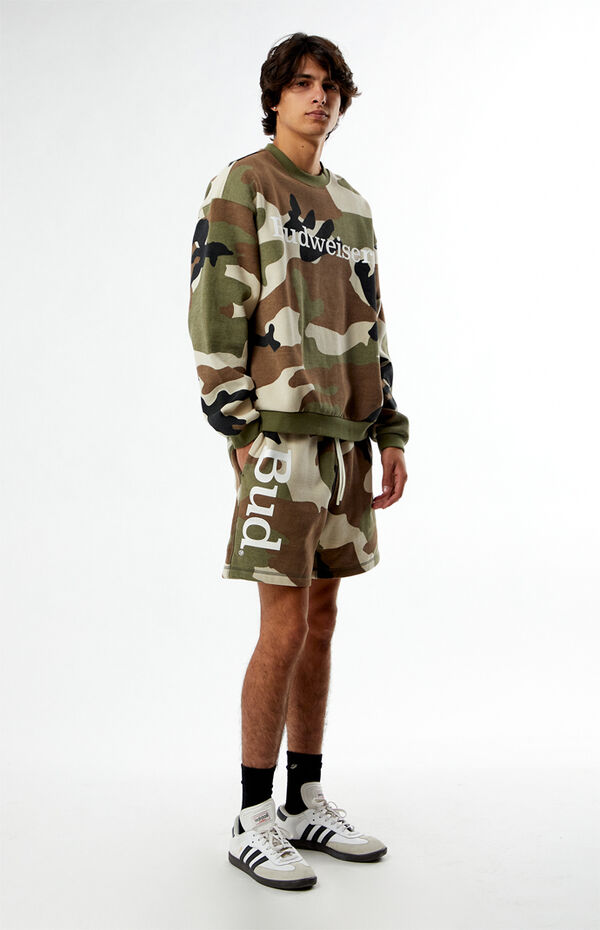 Budweiser By Pacsun Camo Serif Crew Neck Sweatshirt