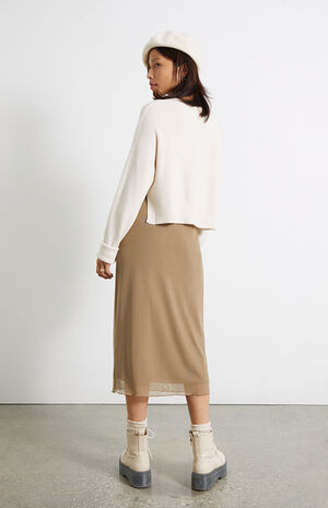 Green Mesh Midi Skirt image number 3