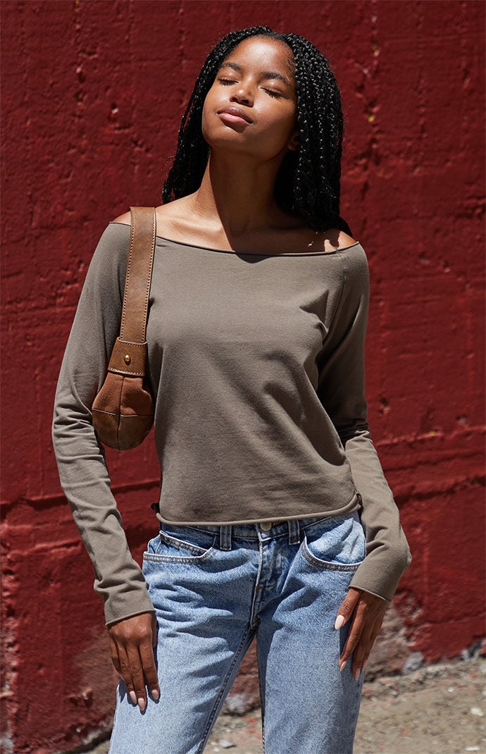 John Galt Olive Bonnie Off The Shoulder Top PacSun