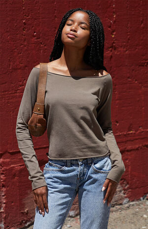 Olive Bonnie Off-The-Shoulder Top image number 3
