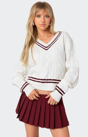 Dean V Neck Cable Knit Sweater image number 1