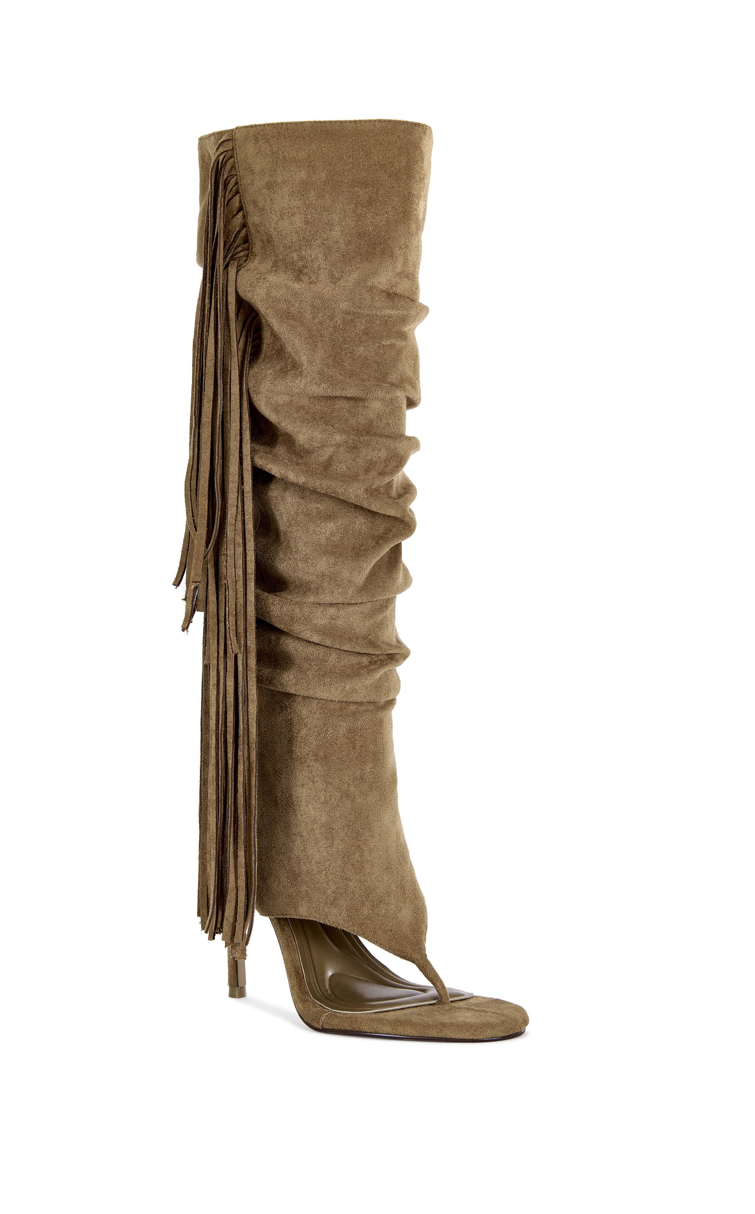 AZALEA WANG Women's Johanna Tan Fringe Stiletto Booties