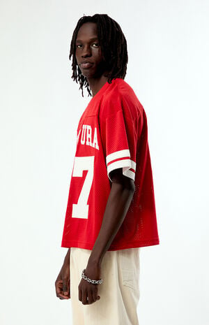 Red Ventura Cropped Football Jersey image number 3