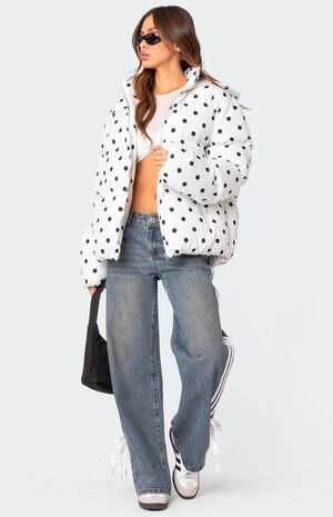 Marcey Polka Dot Hooded Puffer Jacket image number 2