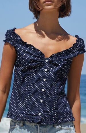Blue Polka Dot Elena Top