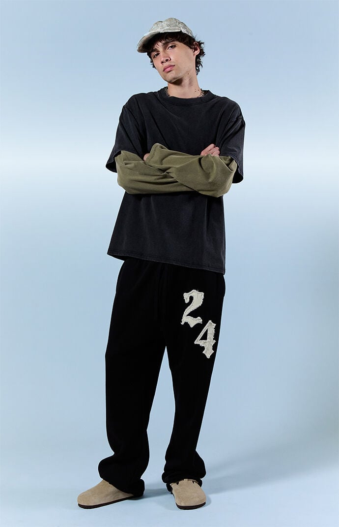 Pacsun 24 Applique Fleece Baggy Sweatpants