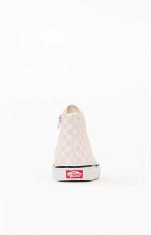 Kids Pink Checkerboard Authentic Hi Zip Shoes image number 3