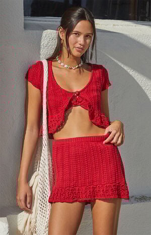 Elenah Crochet Drop Waist Mini Skirt