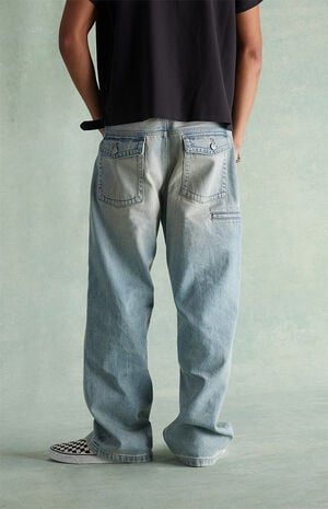 Washed Light Blue Baggy Jeans image number 3