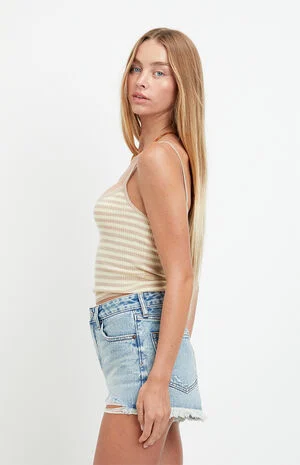 Ivy High Waisted Festival Jean Shorts Frayed Light Blue image number 3
