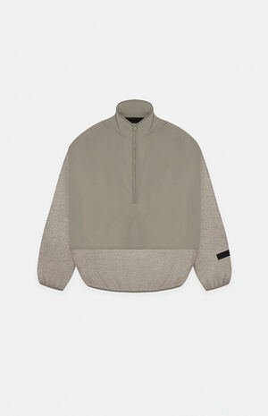 Essentials Dust Heather Grey Nylon Fleece Mock Neck Sweatshirt image number 1