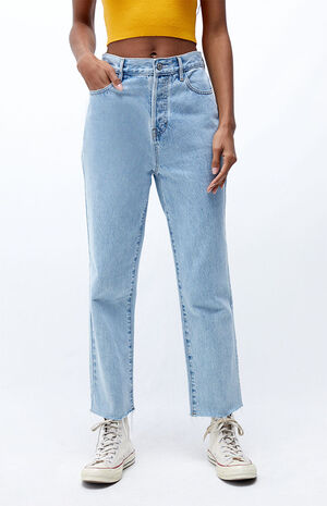 Eco Light Blue High Waisted Straight Leg Jeans image number 1