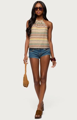 Kelsie Zigzag Crochet Halter Top image number 5