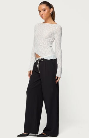 Mare Asymmetric Gem Sheer Lace Top image number 4