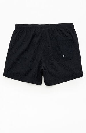Black Logo Seersucker 4.5" Swim Trunks image number 2