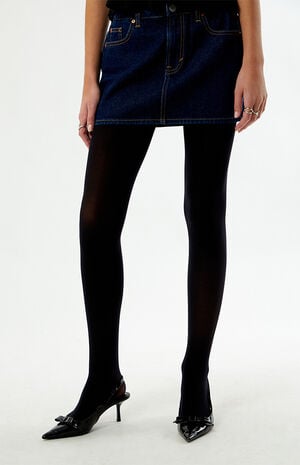 Black Solid Color Tights image number 3