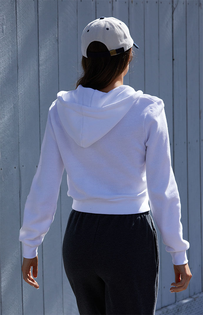 White zip up outlet crop hoodie
