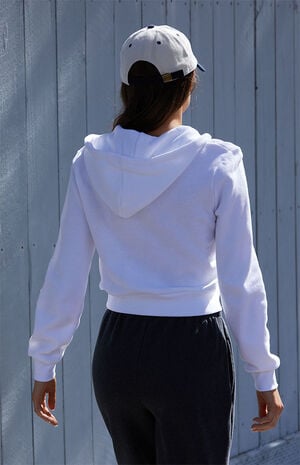 White Full Zip Cropped Hoodie image number 3