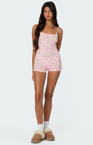 Strawberry Girl Printed Romper image number 4
