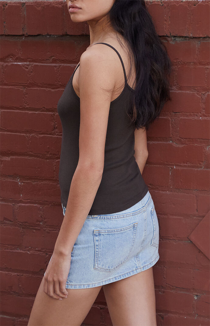 John Galt Brown Button Tank Top