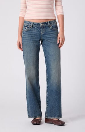 Sammy Ultimate Low Rise Straight Leg Jeans Rhinestone Dark Blue image number 3