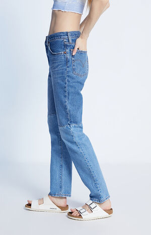501 Medium Blue Pieced Straight Leg Jeans image number 3