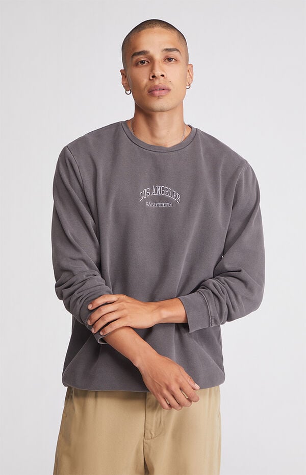 Washed Los Angeles Embroidered Crew Neck Sweatshirt