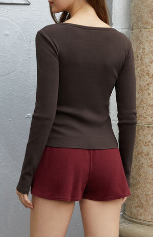 Burgundy Summer Thermal Shorts image number 4