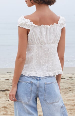 White Eyelet Elena Top image number 4