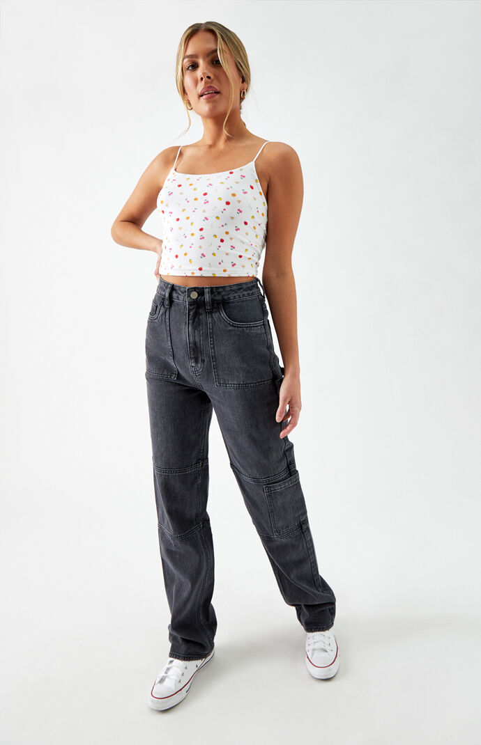 pacsun utility black nylon slim cargo pants