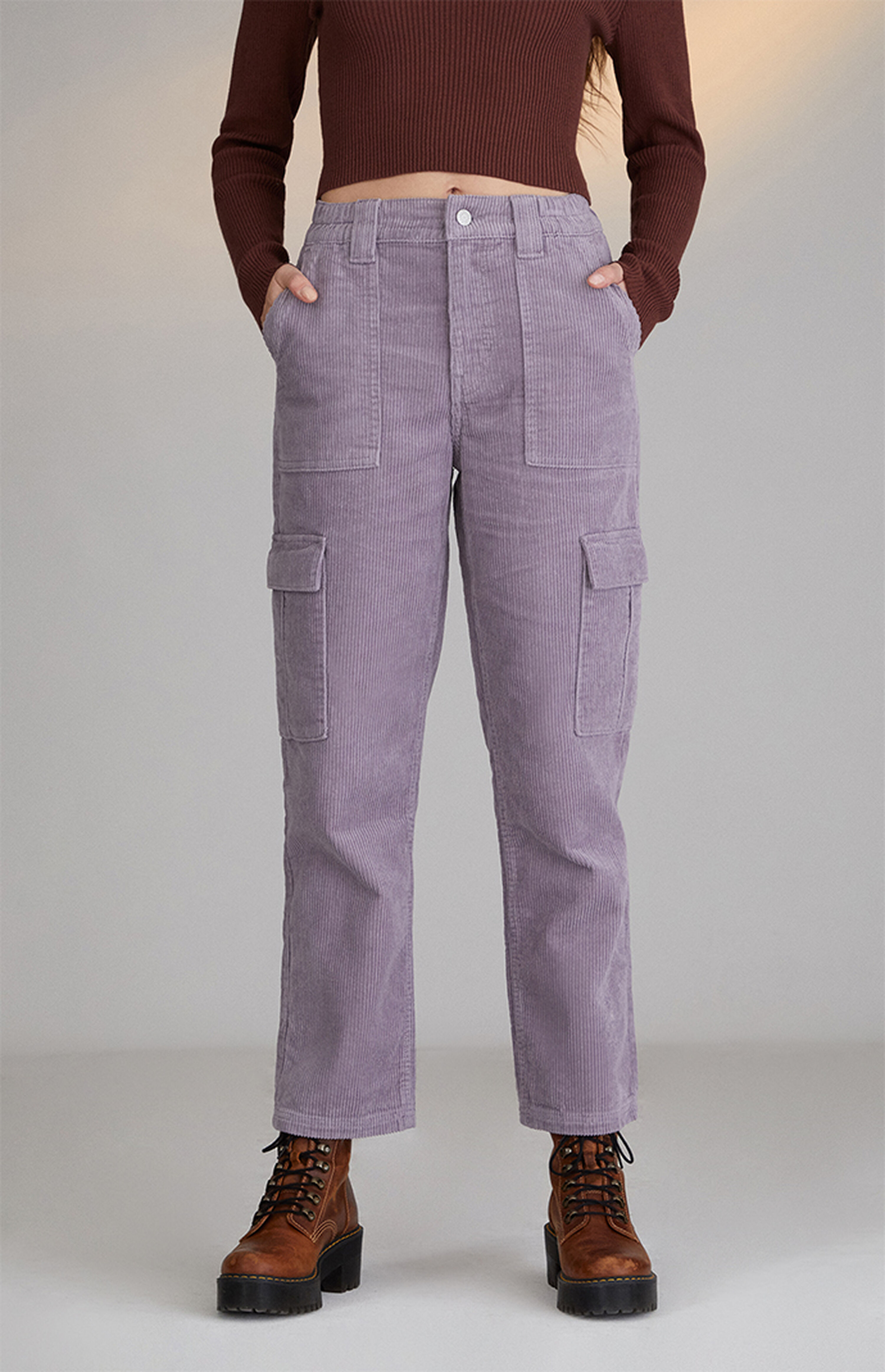 PacSun Lilac Corduroy Elastic Waist Cargo Pants PacSun