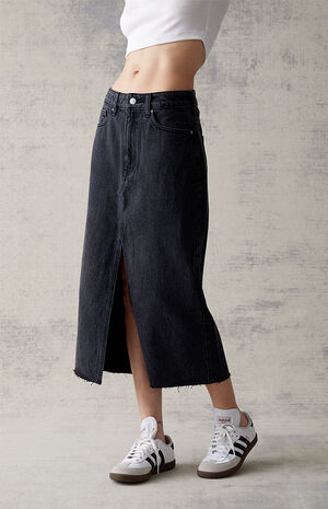 Black Denim Midi Skirt Black Denim Midi Skirt image number 1