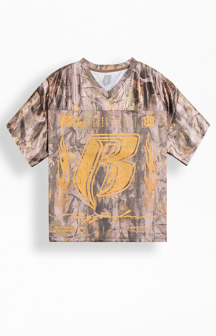 RUFF RYDERS FOOTBALL JERSEY 迷彩柄 トップス Ruff Ryders Football Jersey Mesh Tee | Urban Outfitters