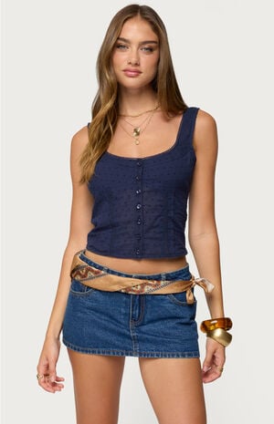 Embroidered Cotton Button Up Top image number 1