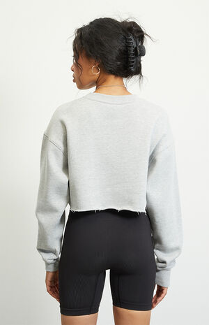 Raw Hem Cropped Crew Neck Sweatshirt image number 4