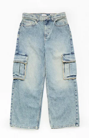 Baggy Jeans Frayed Cargo Medium Blue image number 1