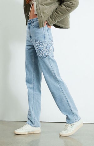 Butterfly Patch '90s Boyfriend Jeans image number 4