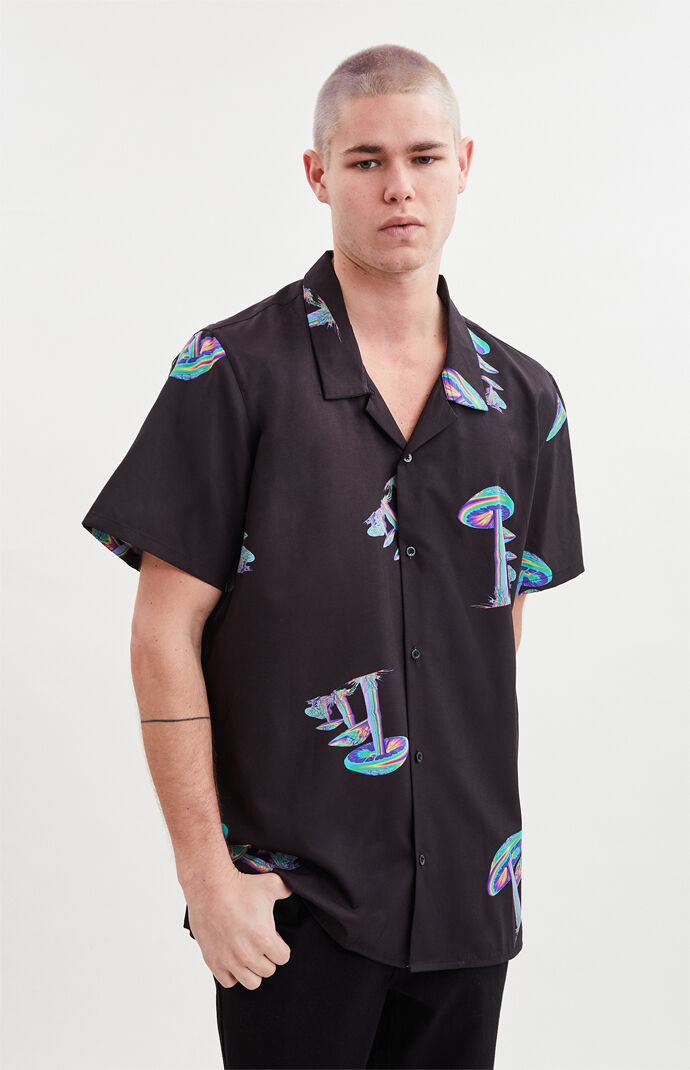 Mushroom Short Sleeve Button Up Shirt