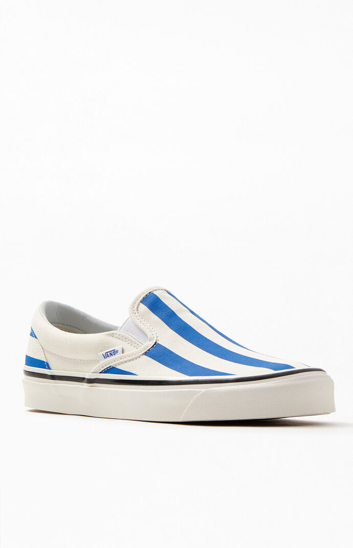 blue and white striped vans