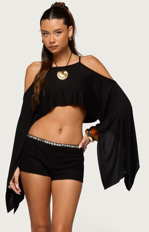 Ivanna Cutout Cape Cropped Top image number 1
