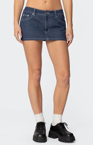Neria Pinstripe Denim Micro Skort image number 2