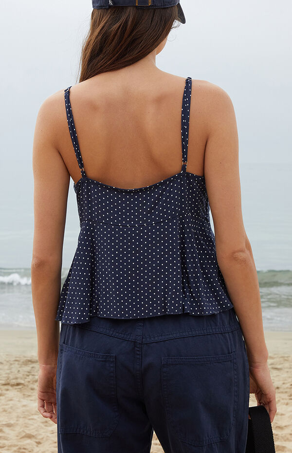 John Galt Blue Tiffany Polka Dot Tank Top