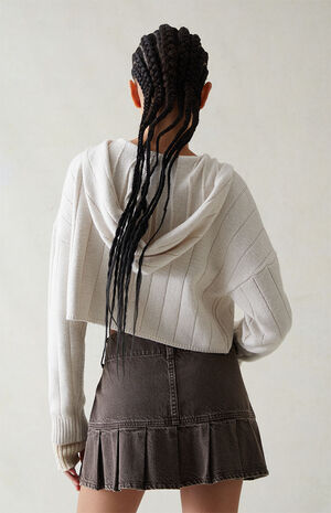 Eco Brown Low Rise Pleated Denim Skirt image number 4