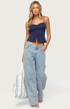 Delia Sweetheart Button Up Tank Top image number 5