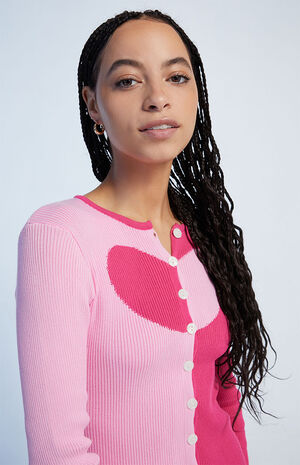 Pink Ribbed Knit Sweater Dress image number 2