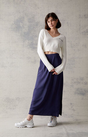 Navy Challis Midi Skirt image number 1