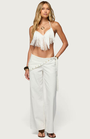 Button Foldover Low Rise Baggy Jeans image number 4