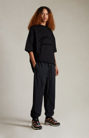 Jet Black Nylon Track Pants Jet Black Nylon Track Pants image number 1