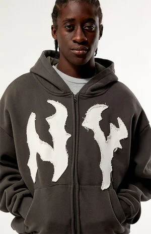 NY Raw Applique Full Zip Up Hoodie image number 2